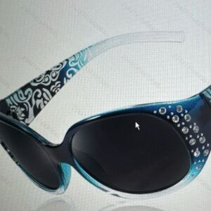 Elegant Black and Blue Embellished Sunglasses